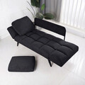 Canapea extensibila 3 locuri Jackie, Pakoworld, 190x80x74 cm, textil/metal/lemn masiv, gri inchis/negru
