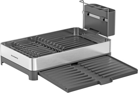 Scurgator pentru vase Songmics, 25-44x40x21.6 cm, 12 kg, inox/plastic, argintiu/gri