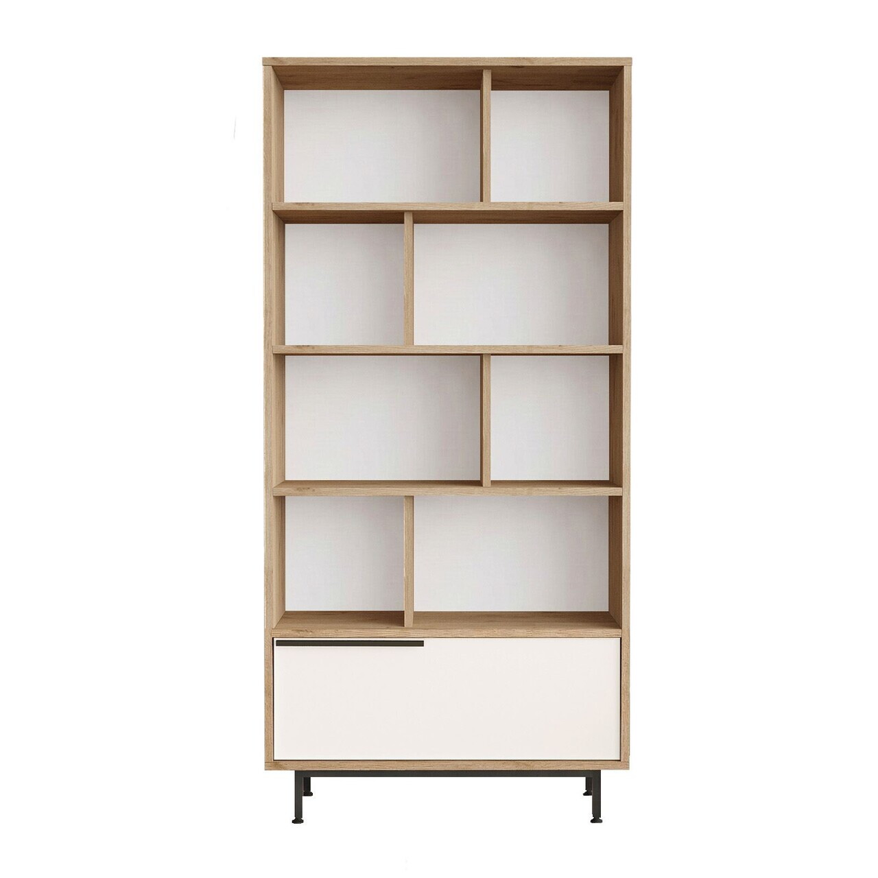 Corp biblioteca, Hanah Home, ON4-SW, 83.9x175.6x29.5 cm, PAL, Stejar / Alb — imaginea 4