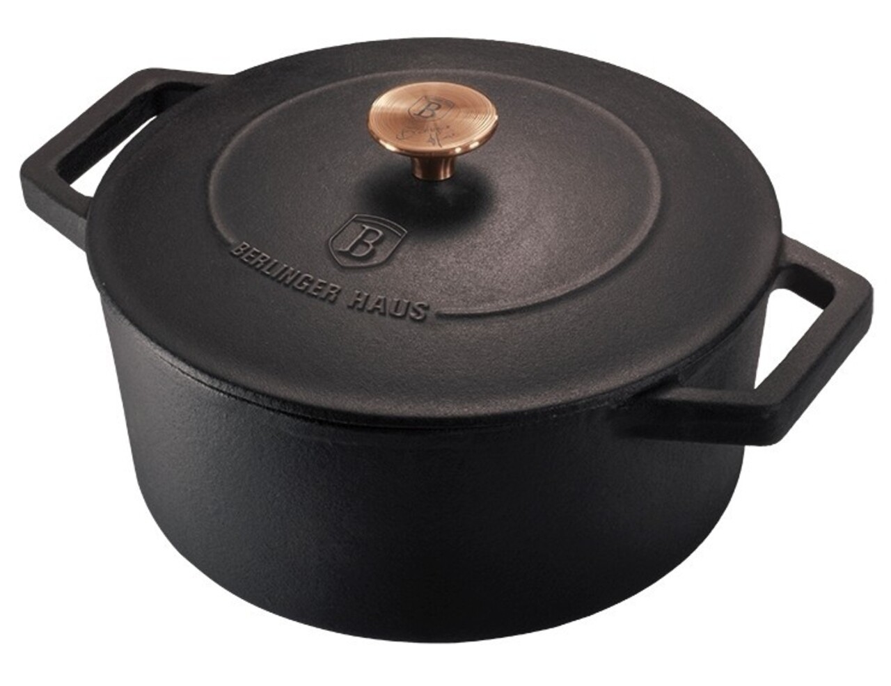 Oala cu capac 4.2 l, Berlinger, Matt Black, 24 cm Ø, fonta, negru