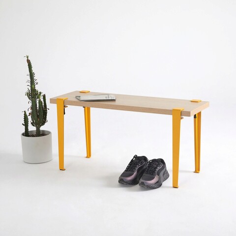 Banca, logg, khalkeus , 90x45x30 cm, lemn / galben