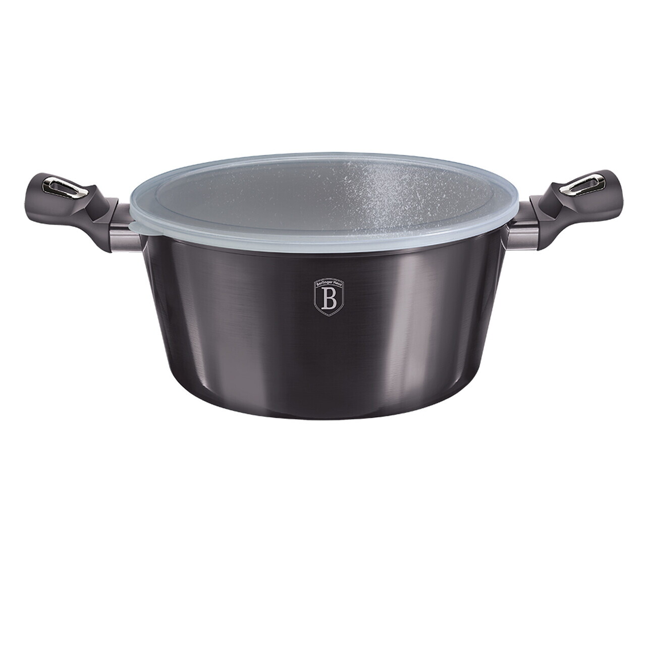 Oala cu capac Berlinger Haus, Carbon Pro, 30 cm, 8 L, aluminiu forjat, gri inchis - imagine 3