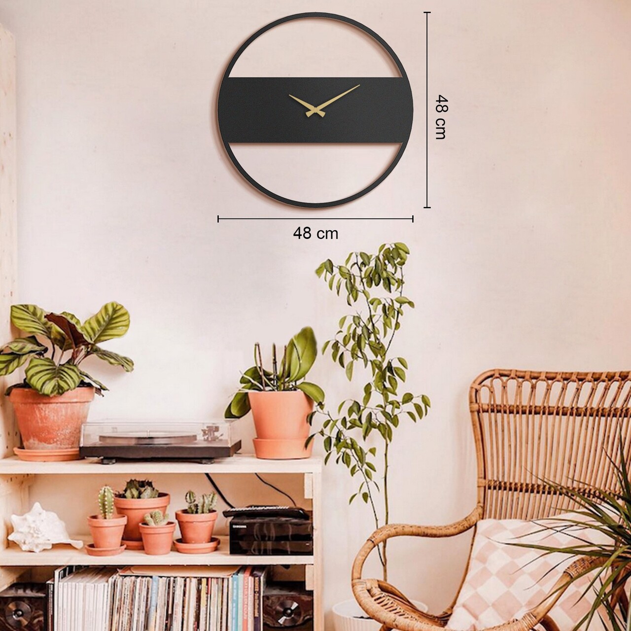 Ceas de perete, Stripe Metal Wall Clock, Dimensiune: 49 x 49 cm, Negru - view 3