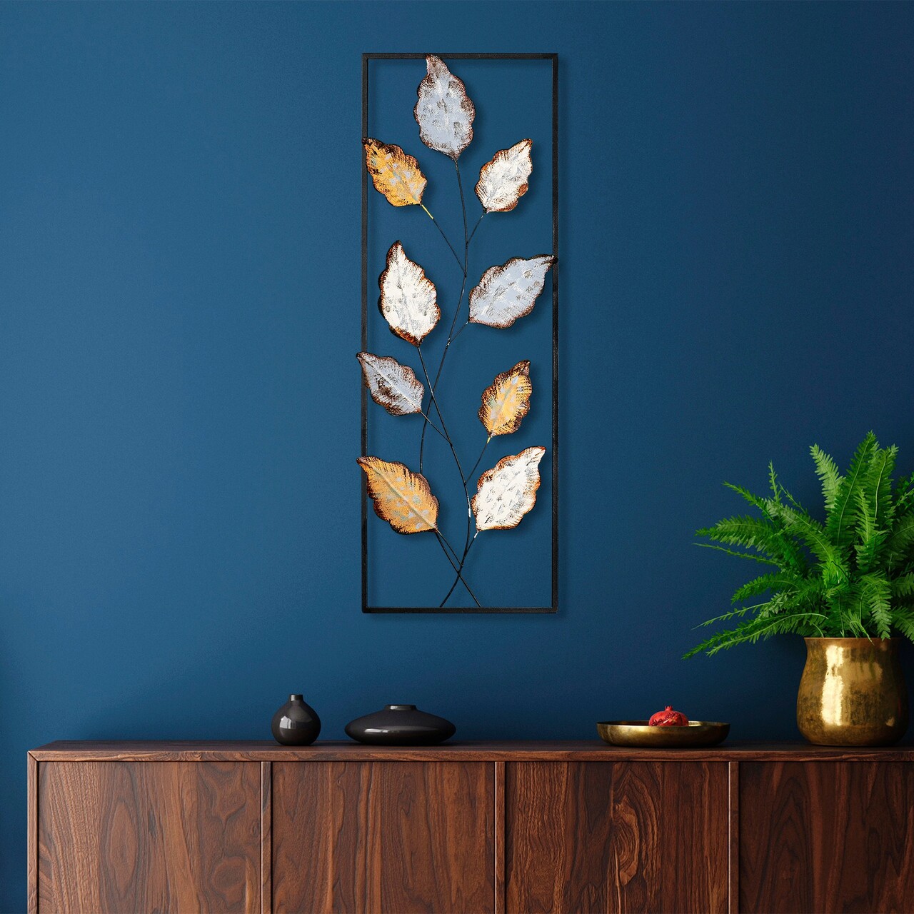 Decoratiune de perete, Fagus 3, Metal, Dimensiune: 32 x 90 cm, Multicolor