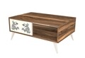 Masuta de cafea Butterflies, Raffline, 180x30x48 cm, PAL, maro/alb