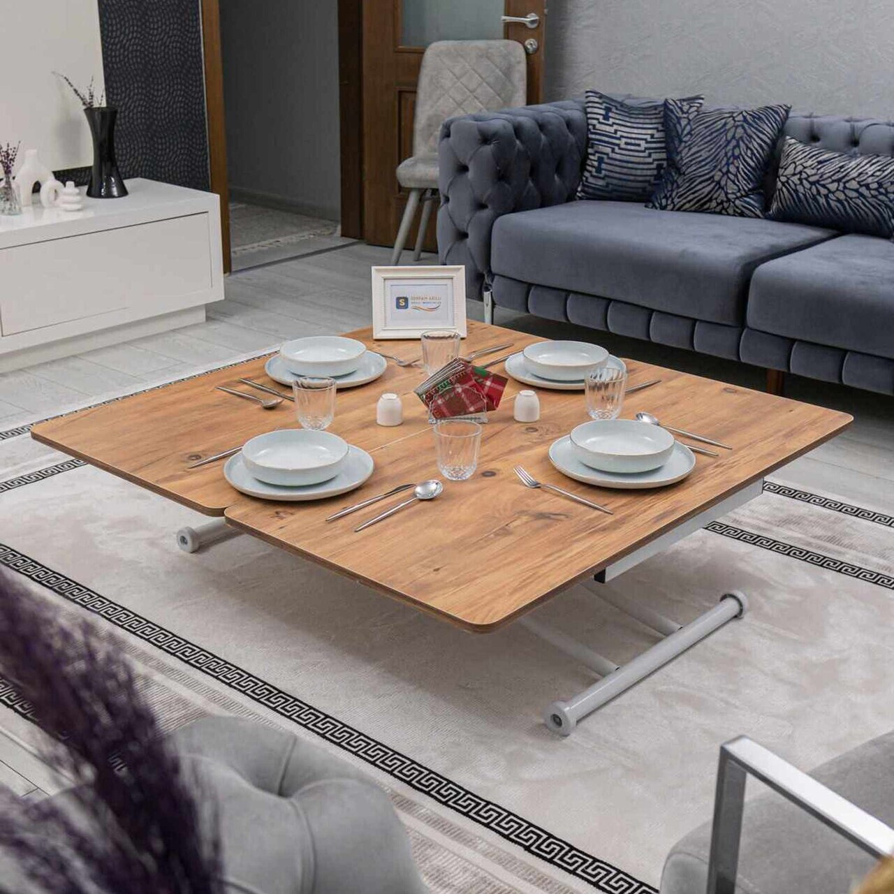 Masuta de cafea, Hanah Home, Juppo Int, MDF, Pin / Alb — imaginea 4