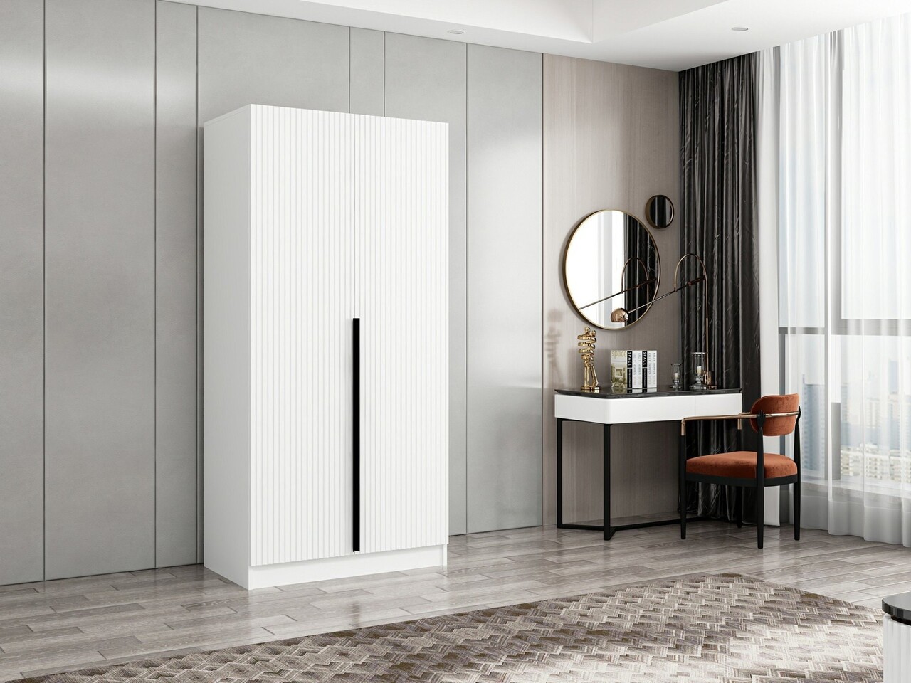 Dulap pentru haine, Minerva, Kale Plus Membrane White, 90x210x52 cm, PAL, Alb - 1 | YEO