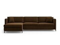 Coltar extensibil stanga 4 locuri, Gloria, Micadoni Home, 266x170x88 cm, catifea, ciocolatiu
