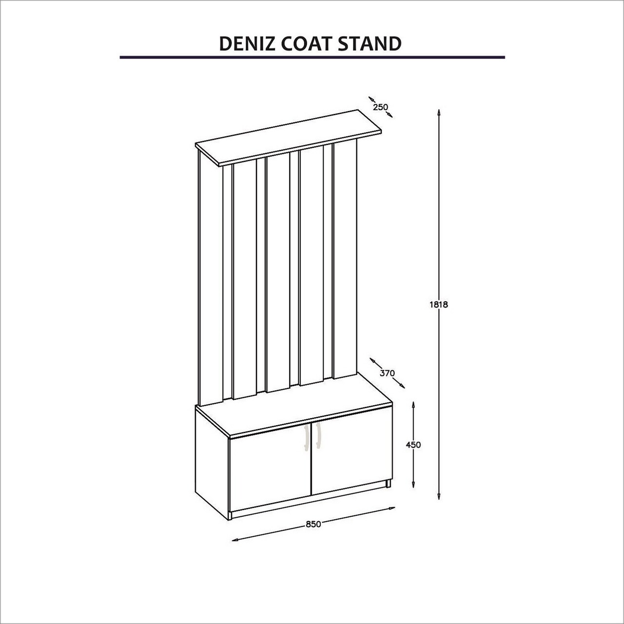 Cuier Cu Pantofar Deniz, Maison In Design, 85 X 37 X 181.8 Cm, PAL, Alb/walnut