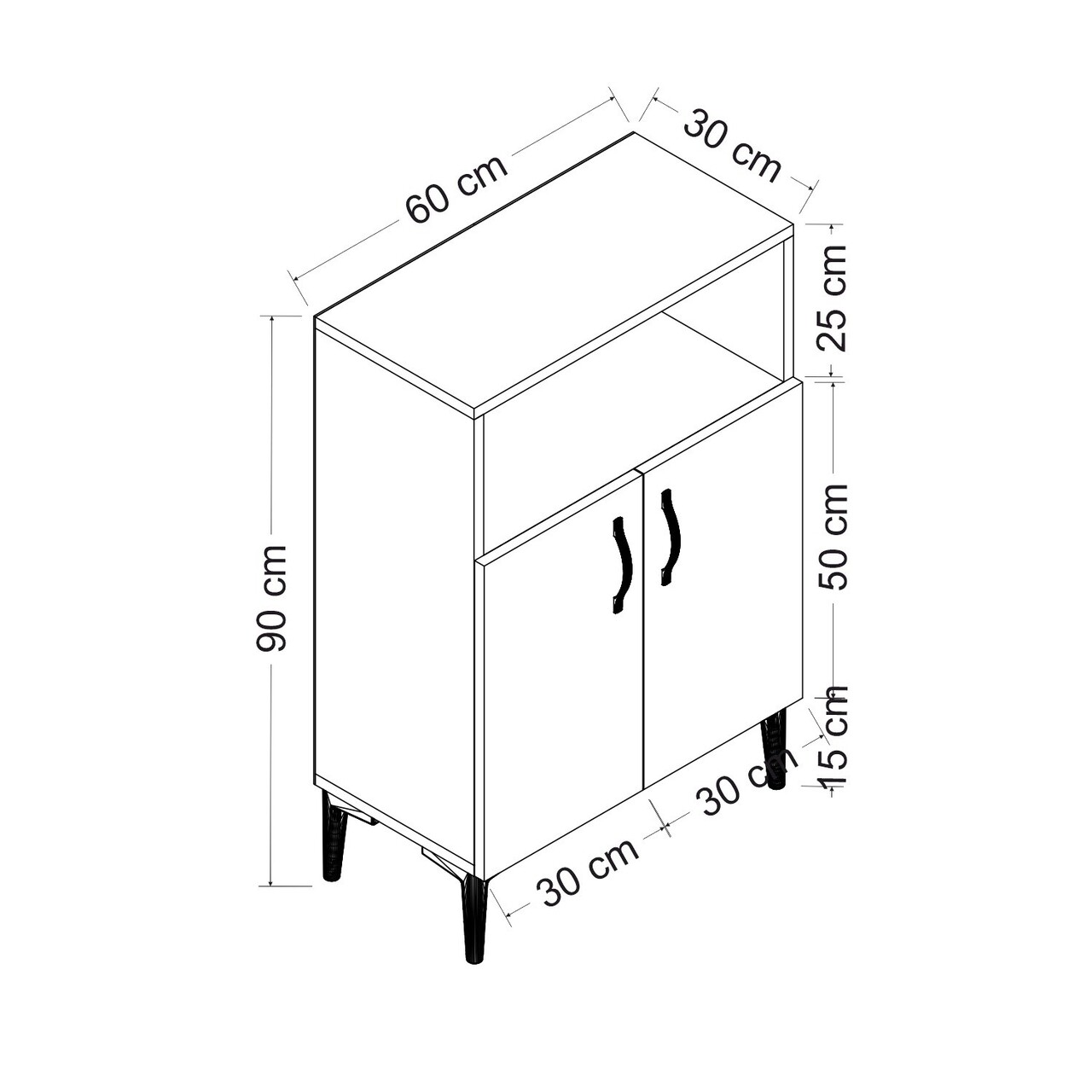 Dulap Multifunctional, Olivia, Dve, 60 X 90 X 30 Cm, Pal Melaminat, Nuc/alb