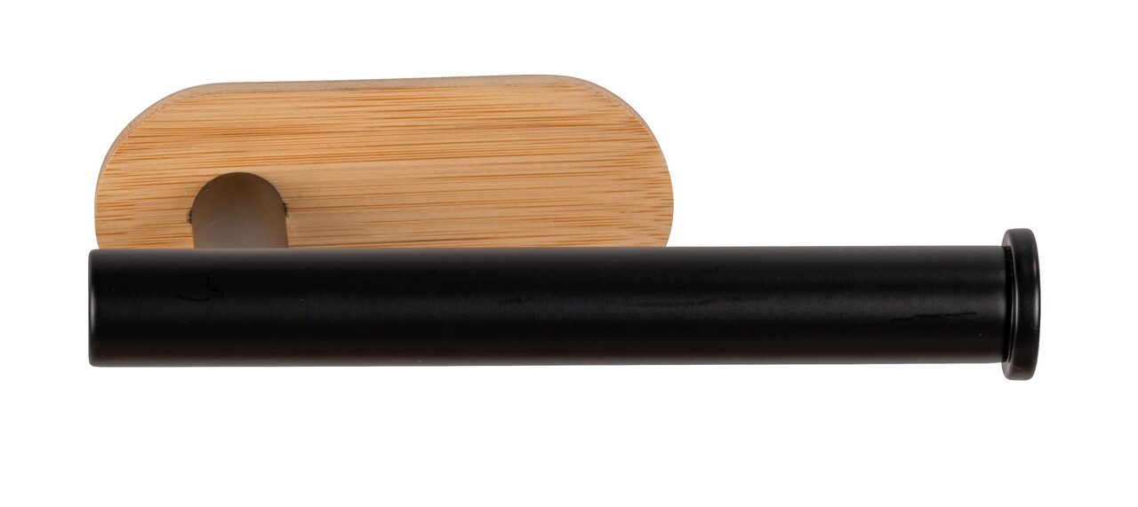Suport hartie igienica, Wenko, Turbo-Loc, Orea, 16 x 4.5 x 8 cm, bambus/inox, natur/negru - view 3