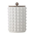 Recipient cu capac, Bloomingville, Madge, 17x27 cm, 2.55 L, ceramica/lemn de salcam, alb