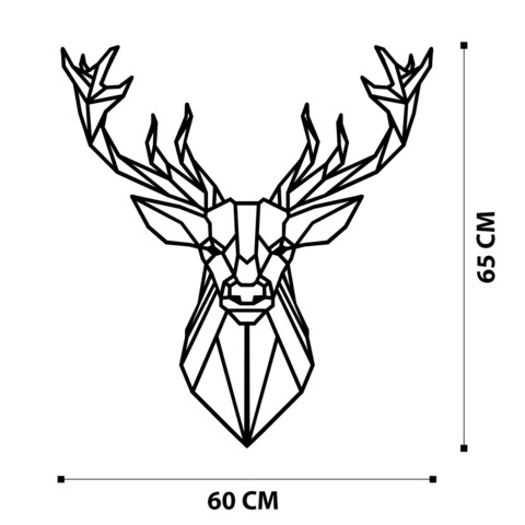 Decoratiune de perete, Deer Metal Decor 2, Metal, Cadru: 100% LEMN (grosime: 3 cm), Negru