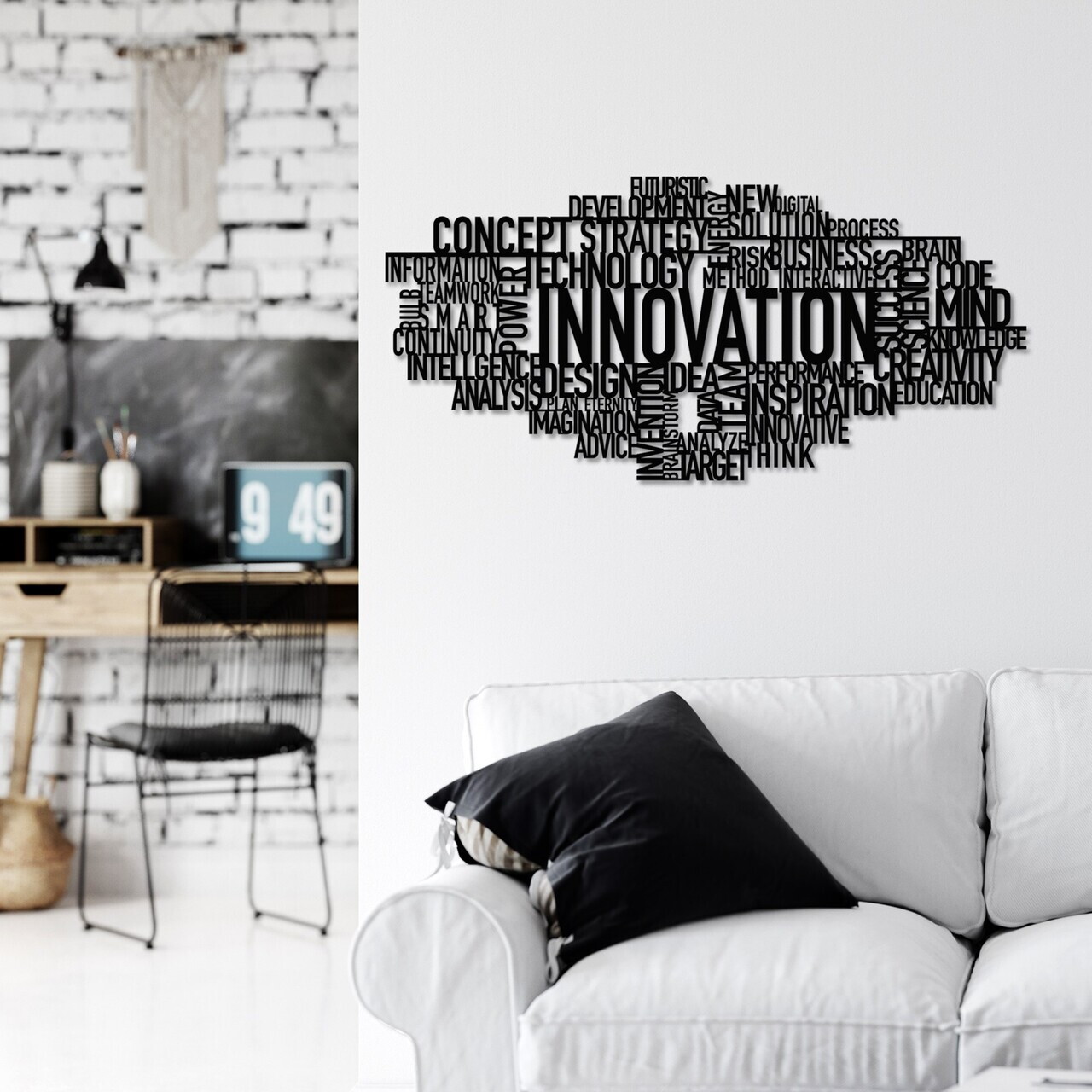 Decoratiune de perete, Innovation, Dimensiuni: 86 x 41 cm, Negru