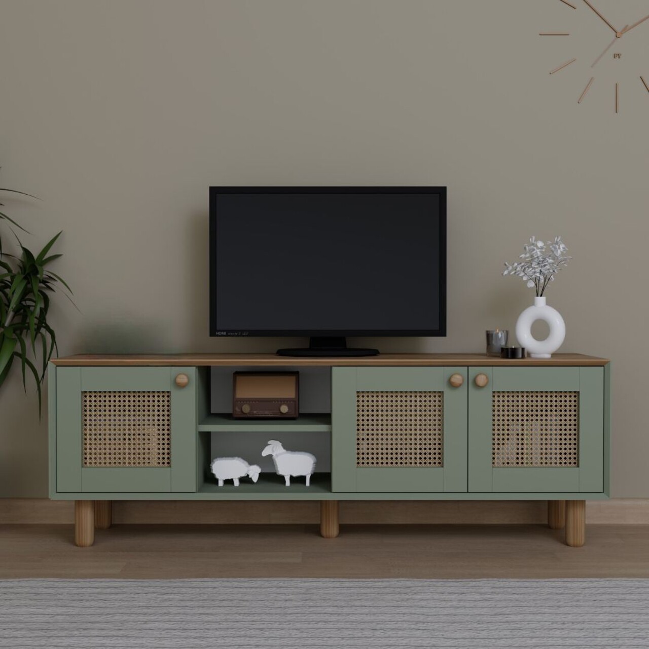 Comoda TV, Miwood, Bohemian 1600-142, Verde
