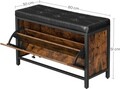 Bancheta cu pantofar Copadion, Vasagle, 80 x 30 x 51 cm, 6 perechi pantofi, imitatie de piele, maro rustic/negru