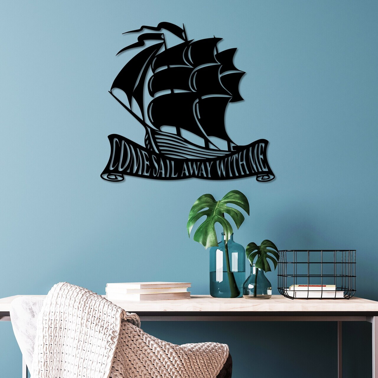 Decoratiune de perete, Come Away, Dimensiune: 55 x 50 cm , Negru — imaginea 2