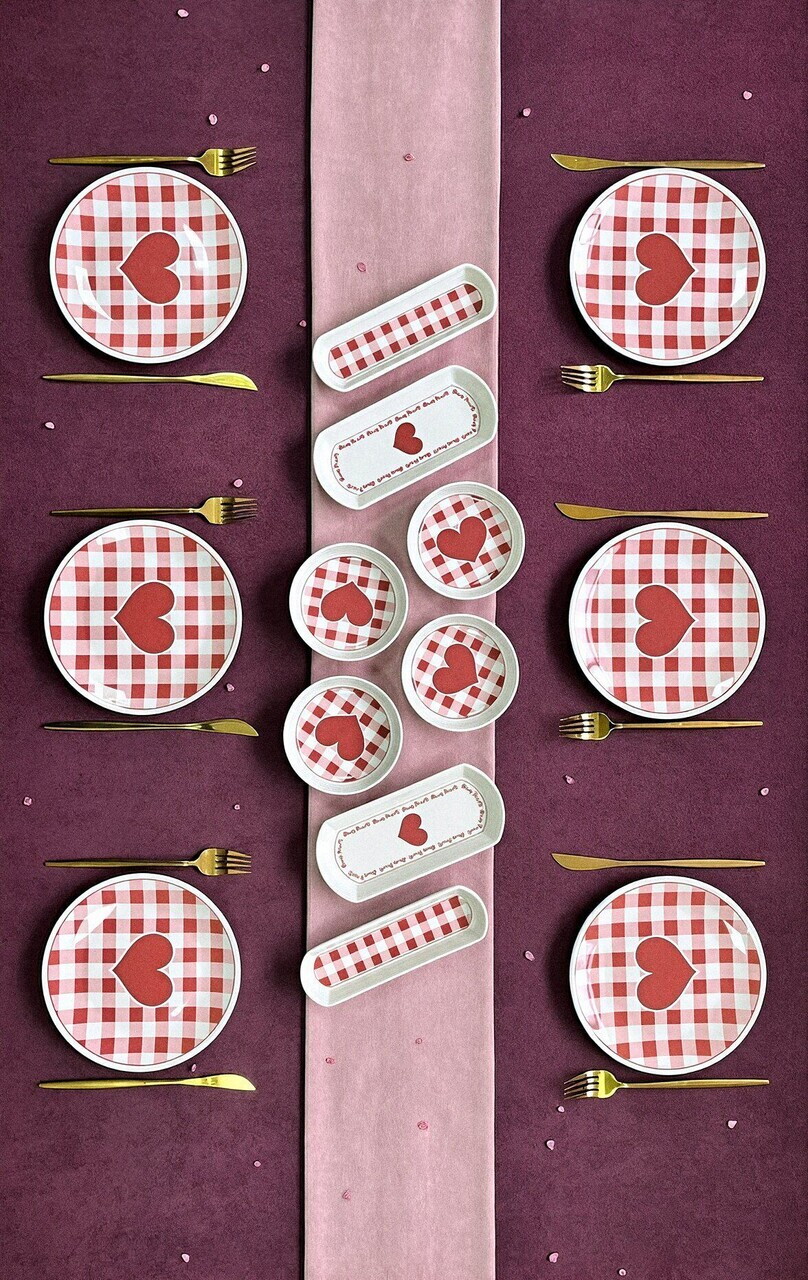 Set de mic dejun Hermia 759NRE1140 CERAMICĂ Platou: 20 x 9 x 3 cm (2 bucăți) Roz/Alb