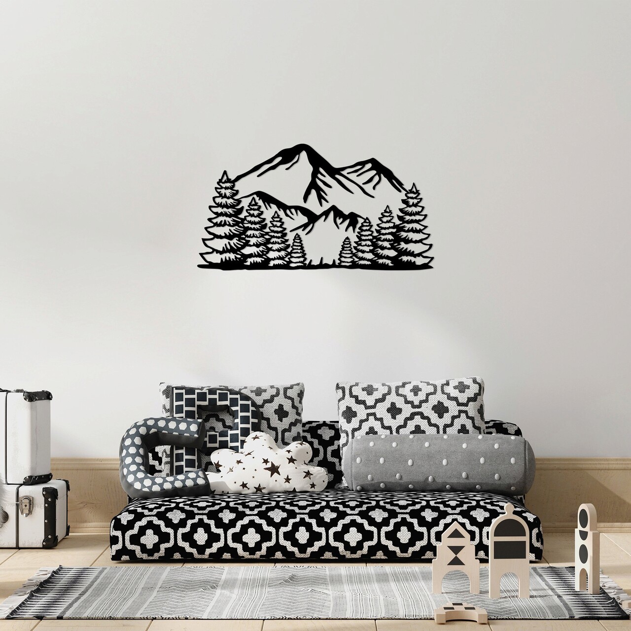 Decoratiune de perete, Ergan, Metal, 70 x 37 cm, Negru - 2 | YEO