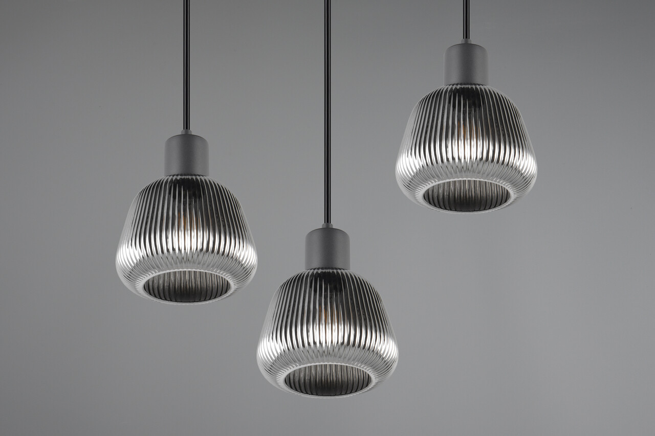 Lustra Tarifa, TRIO, 25x15x150 cm, 25W, 3x E27, metal, negru mat/argintiu