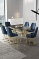 Set masa si scaune (7 piese), Hanah Home, Epal, Sonata / Auriu / Antracit