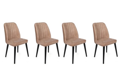 Set scaune 4 piese, Nmobb, Alfa-433 V4, Metal , Bej/Negru