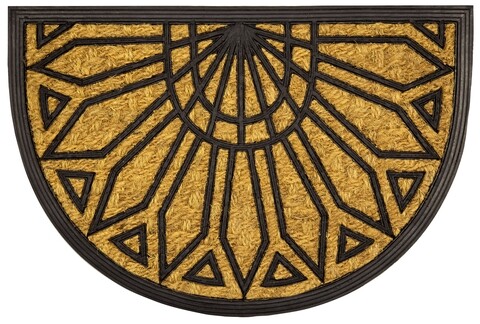 Covoras de intrare, Olivo Tappeti, Promo Mezzaluna 4, Flower, 40 x 60 cm, cauciuc/fibra cocos, maro/negru