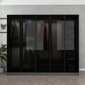 Dulap pentru haine, Minerva, Kale, 225x190x52 cm, PAL, Antracit / Negru