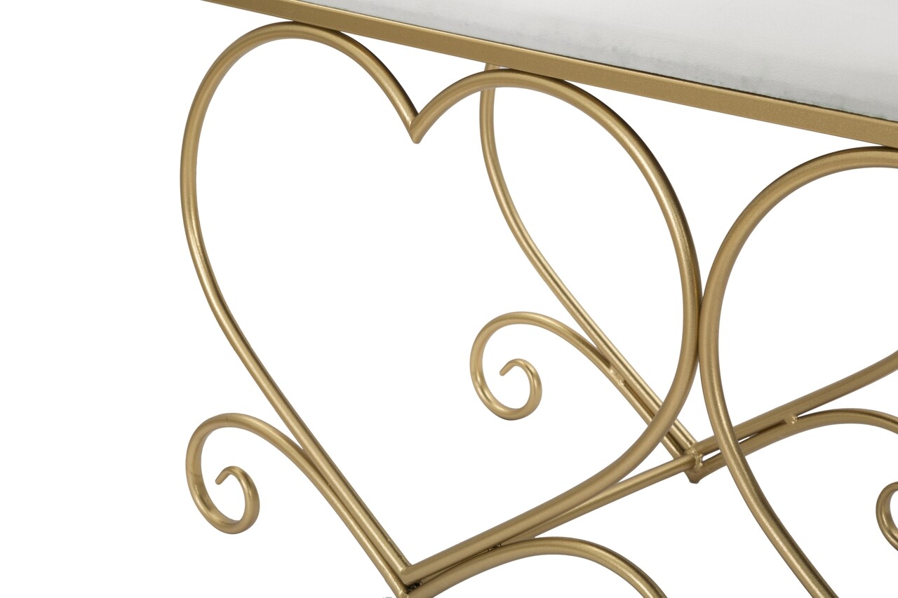 Bancheta Heart, Mauro Ferretti, 105x37.5x51.5 cm, catifea, crem - 2 | YEO