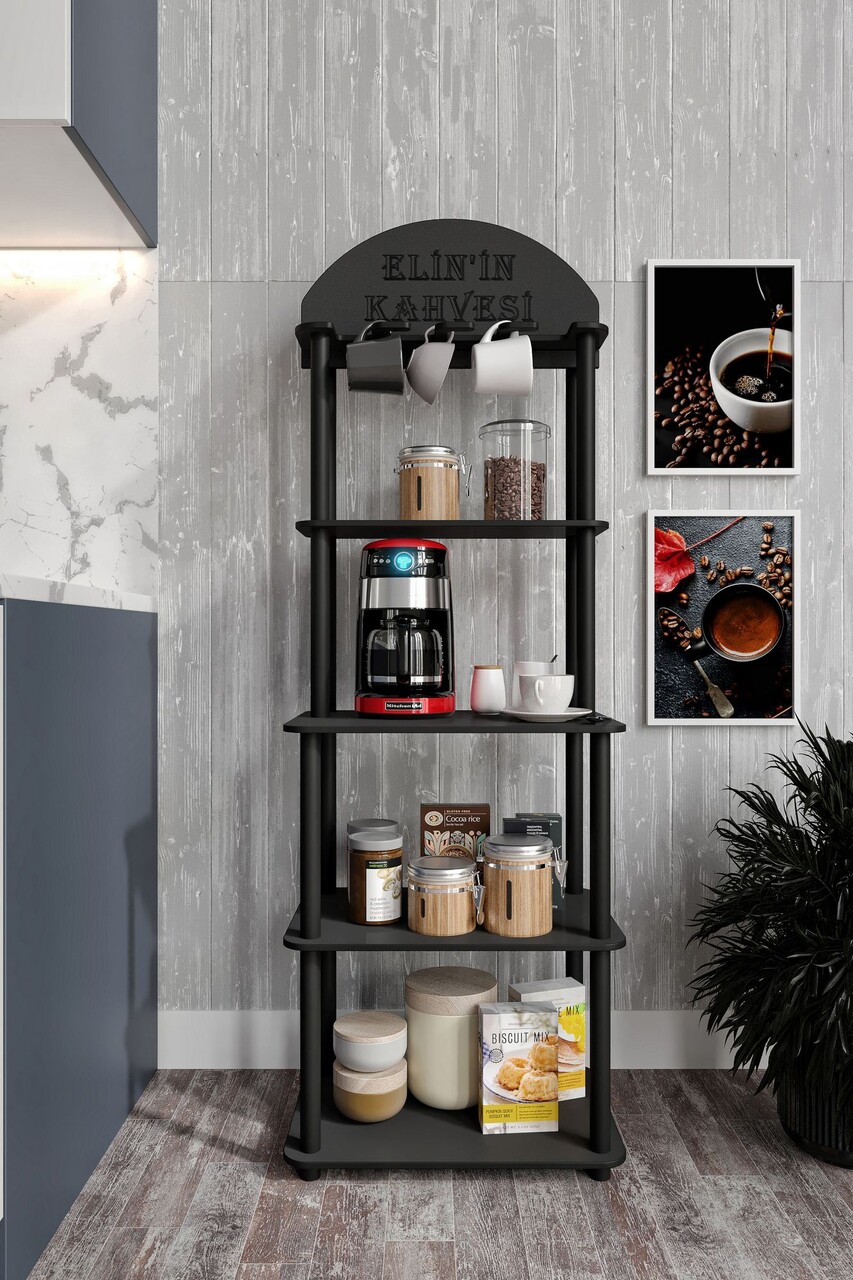 Dulap de bucatarie, Hanah Home, Lungo, 30x50x140 cm, MDF , Negru - imagine 5