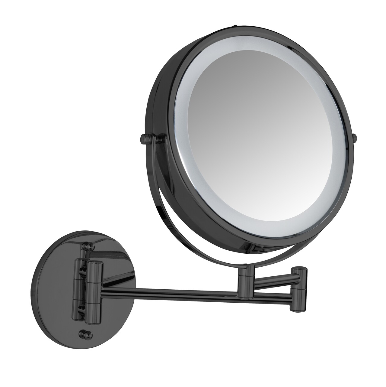 Oglinda decorativa cu LED Lumi, Wenko, 25.5x4-35x32 cm, metal, negru - 1 | YEO
