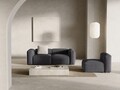 Canapea 2 locuri, Bergamo, Cosmopolitan Design, 224x108x70 cm, catifea chenille raiata, gri