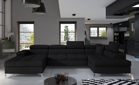 Coltar extensibil dreapta 5 locuri ELTAP, Edr-53, Eduardo, 337x205x88 cm, lemn/poliester, negru