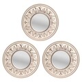 Set 3 oglinzi decorative InArt Clarice, Ø25 cm, plastic/sticla, alb/auriu