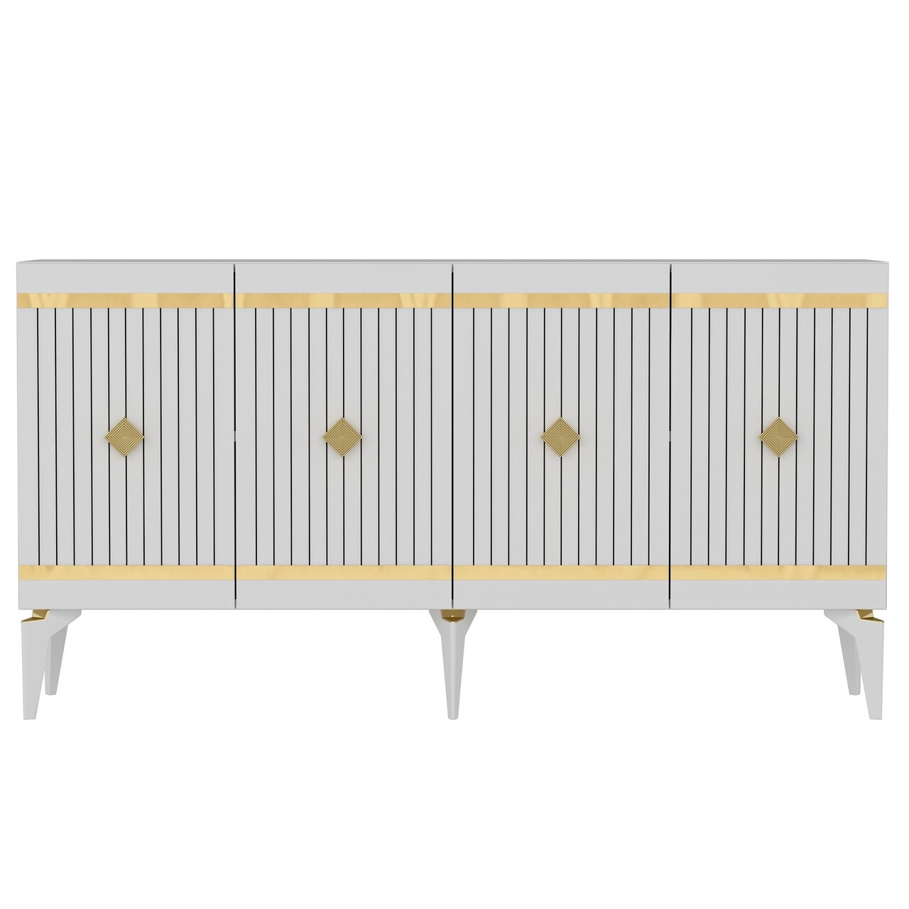 Consola, Hanah Home, Lenora, 150x79x40 cm, PAL , Alb/Auriu - view 5