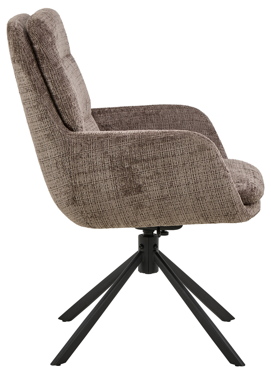 Scaun Edgar, Actona, 61x67x94 cm, rotativ, tesatura Chenille/otel, maro pudrat - view 9