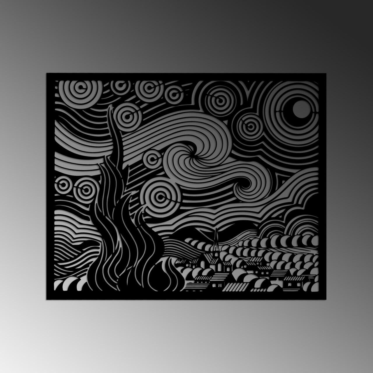 Decoratiune de perete, Vangogh 2, Dimensiuni: 56 x 45 cm, Negru — imaginea 5