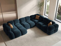 Coltar panoramic dreapta 5 locuri, Loretto, Cosmopolitan Design, 345x250x68 cm, catifea, albastru petrol inchis