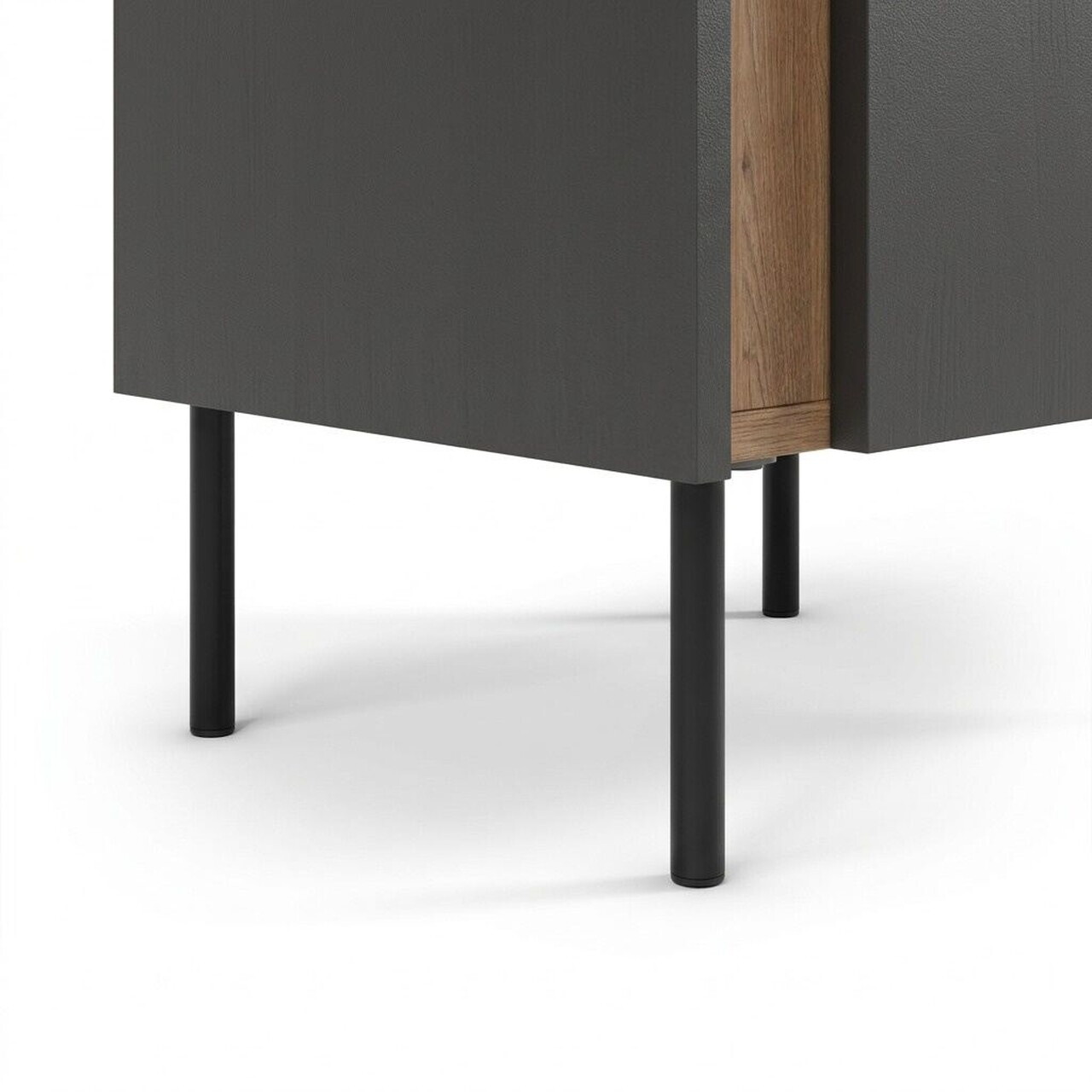 Noptiera, Hanah Home, Lucile, 45.5x47.8x35 cm, PAL, Stejar Sepet / Antracit / Negru — imaginea 7
