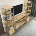 Comoda TV, Retricy, Robbins, 198x39x160 cm, PAL, Aur / Stejar