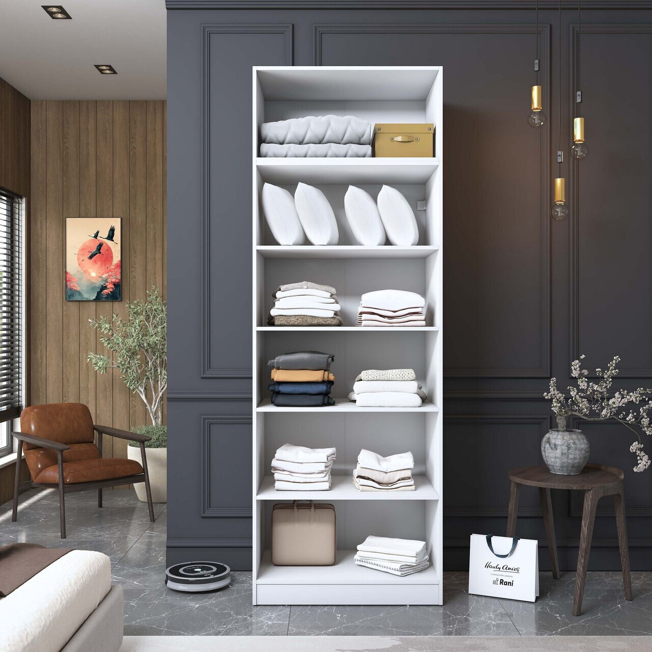 Dulap pentru haine, Hanah Home, BA210, 90x255x57.5 cm, PAL melaminat, Alb - view 6