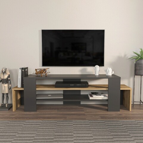 Comoda TV, Zena Home, Lenora, 150x45x35cm, PAL, Negru / Stejar