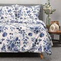 Lenjerie de pat dubla Sorli, Homla, 3 piese, 160x200 cm, bumbac, alb/albastru