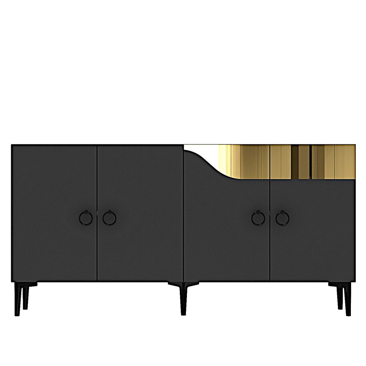 Consola, Hanah Home, Gama 150, 150x75x32 cm, PAL , Antracit / Aur - view 3