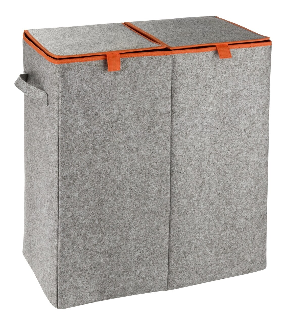 Cos pentru rufe, Wenko, Duo Felt Orange, 2 compartimente, 82 L, poliester/polipropilena, gri/portocaliu - 1 | YEO