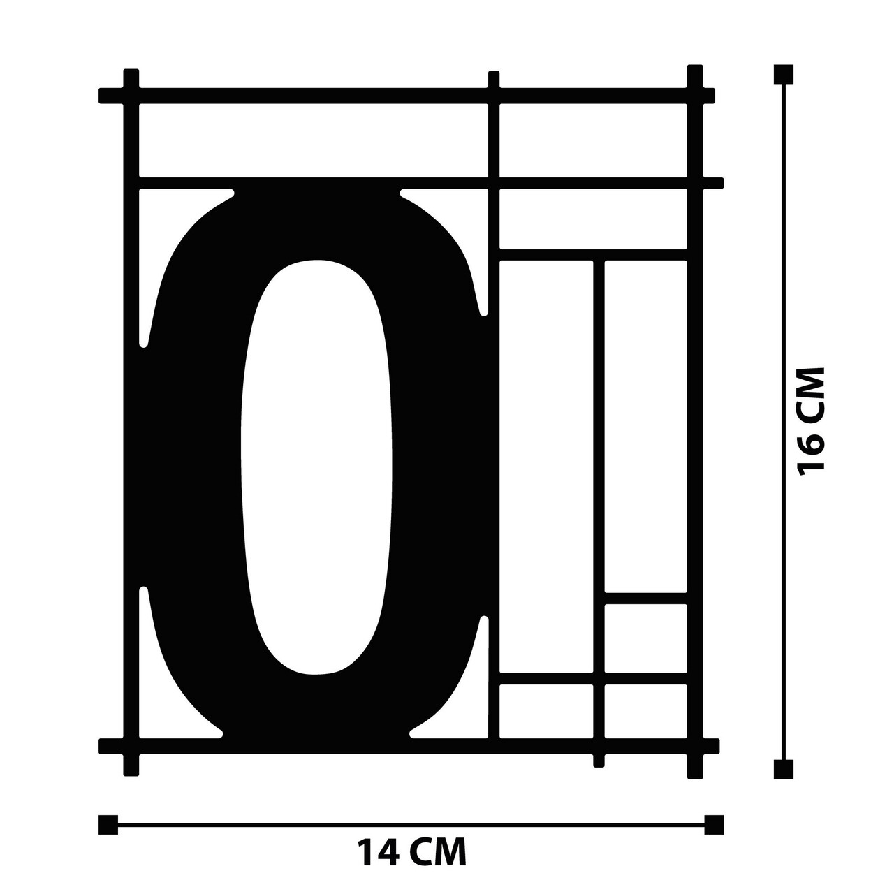 Decoratiune de perete, Zero, metal, 14 x 16 cm, negru