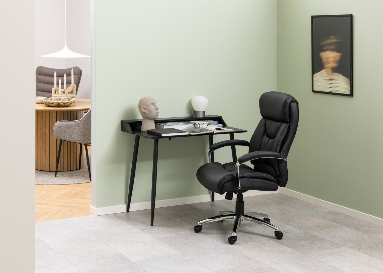 Scaun de birou Benson, Actona, 64.5x83x120 cm, rotativ, piele ecologica/otel, negru - view 5