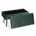 Bancheta cu spatiu de depozitare Madison, Versa, 79.5 x 42 x 37.5 cm, catifea/lemn de pin, verde