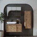 Set Dulap de Baie cu Chiuvetă și Oglindă (3 Piese), Hanah Home, 2573, MDF, Maro