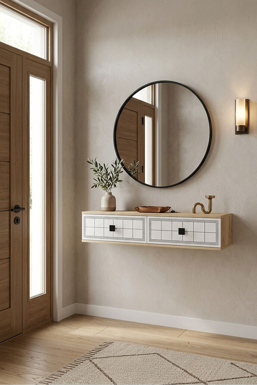 Dulap, Hanah Home, Yuka 120, 120x25.5x29.6 cm, Stejar Safir / Alb — imaginea 2